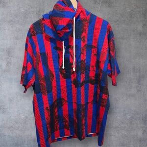 Red and Blue Striped Men's Shirt
